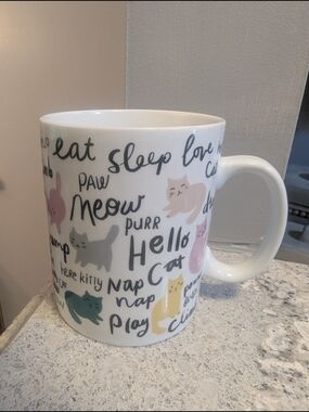 Fringe Multi Color Hello Cat Cats 16 oz Coffee Tea Hot Beverage Ceramic Mug